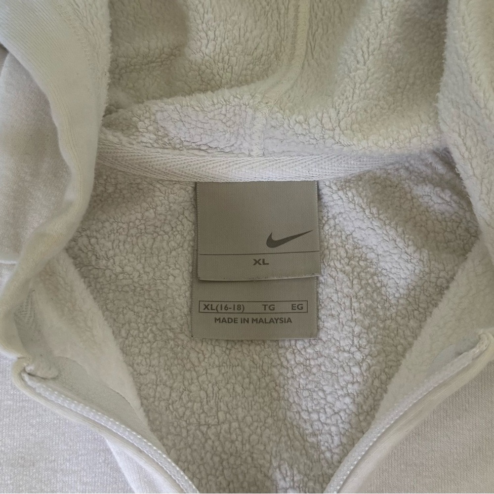 Nike White Embroidered Spell Out Logo Full Zip Up Hoodie Silver Tag Sweatshirt - Picture 5 of 10